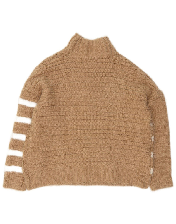 Maglione a collo alto da donna Zara UK 14 Poliestere a righe beige medio