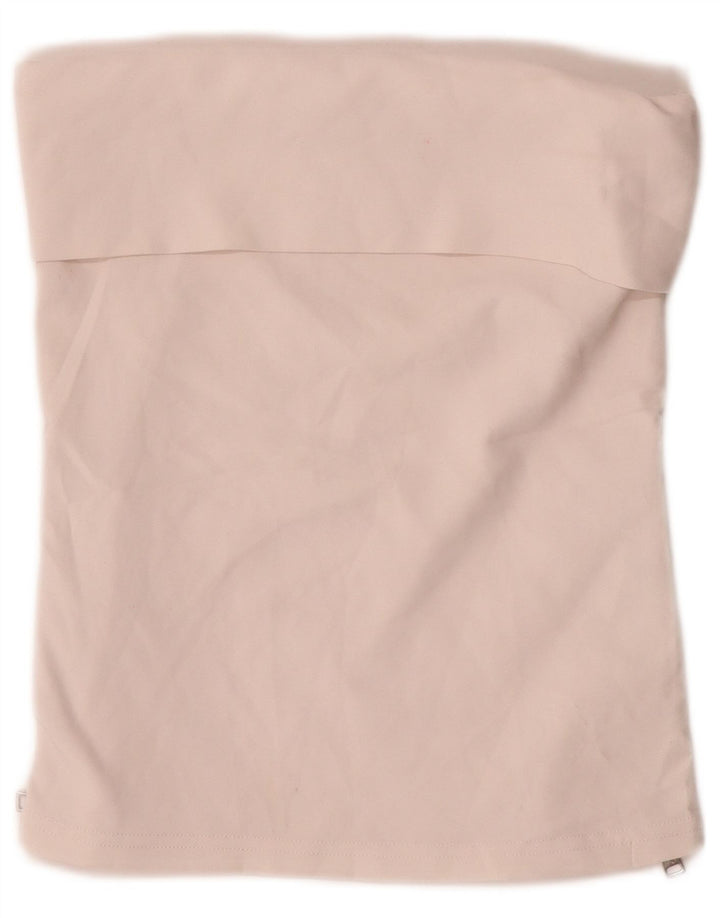 Top corto senza spalline da donna Zara UK 12 Poliestere beige medio