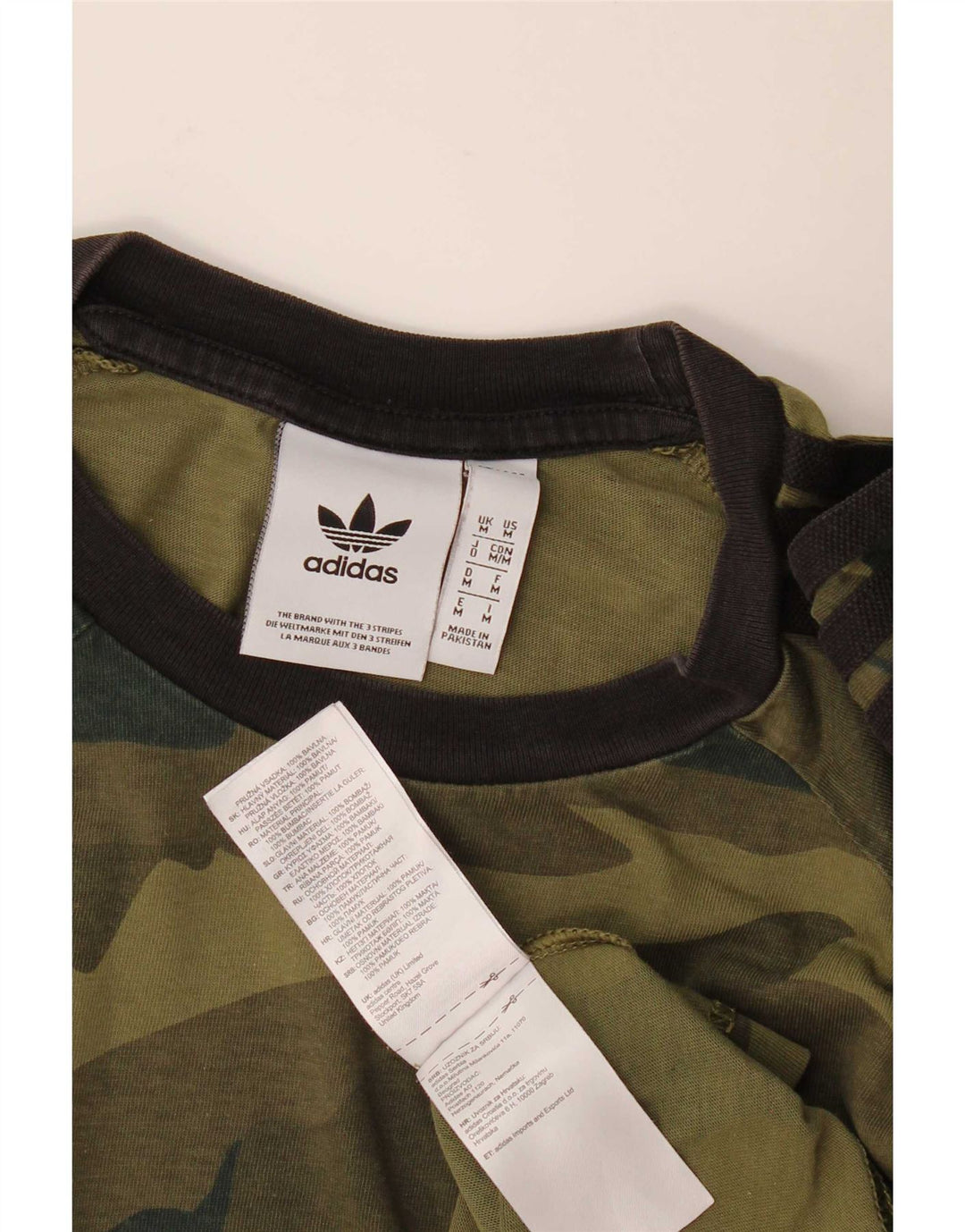T-shirt da uomo Adidas Top in cotone mimetico kaki medio