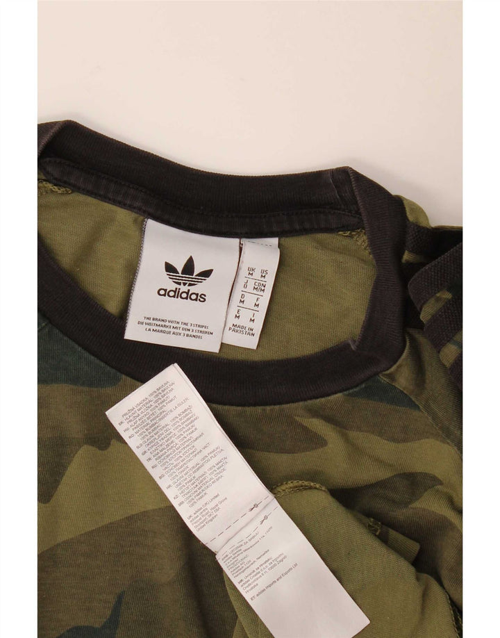 T-shirt da uomo Adidas Top in cotone mimetico kaki medio