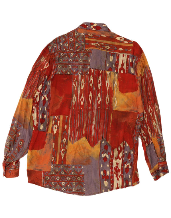 Camicia vintage da uomo con motivo astratto in viscosa multicolore media