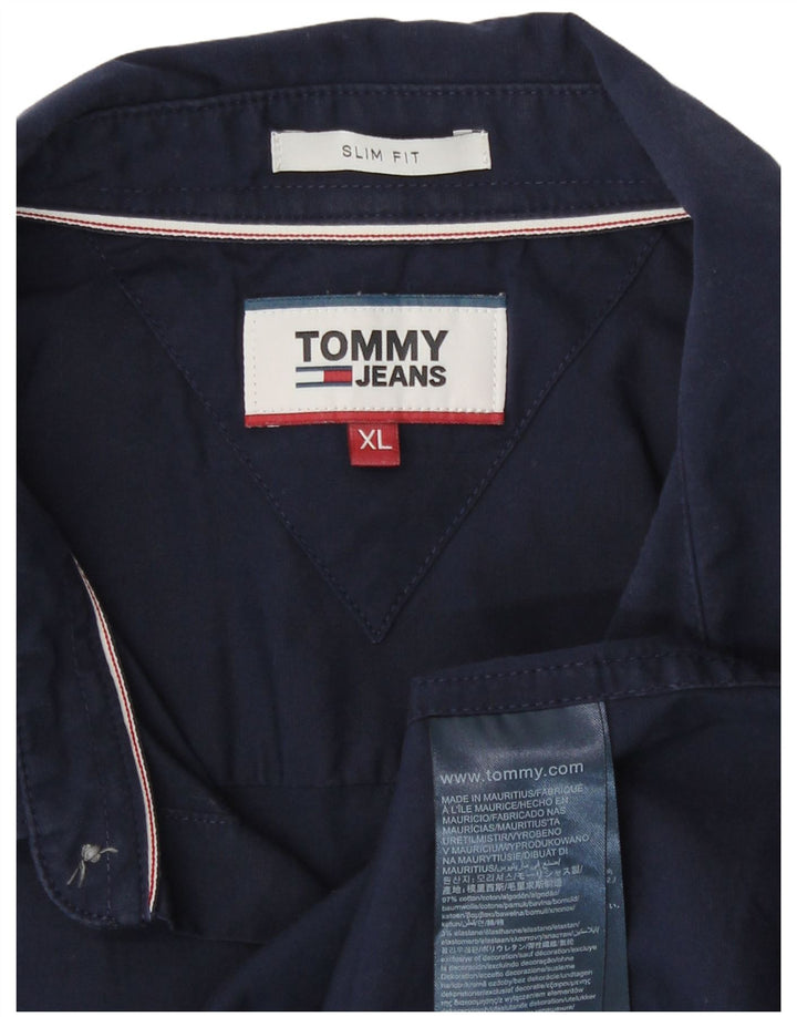 Camicia slim fit da uomo Tommy Hilfiger XL in cotone blu navy