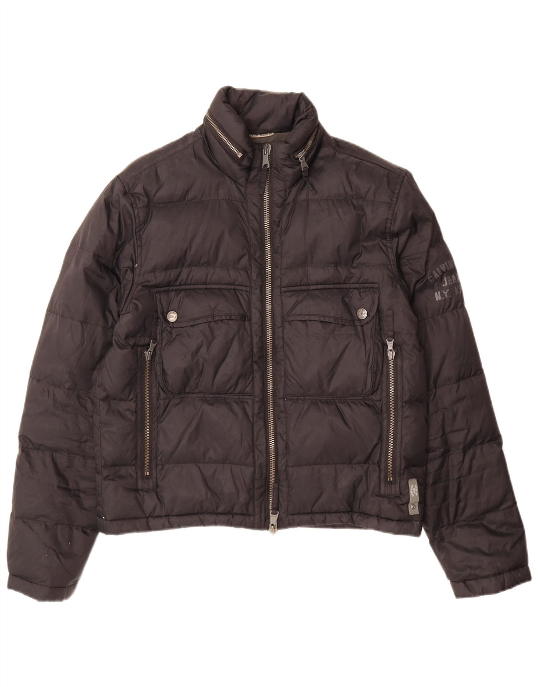 Giacca imbottita con cappuccio da uomo Calvin Klein Jeans UK 38 media nera in poliammide