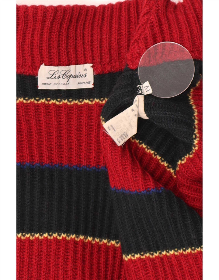 Maglione da uomo a collo alto Les Copains in lana a righe rosse medie