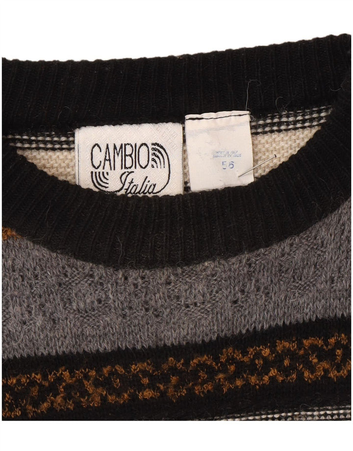 Maglione maglione girocollo da uomo Cambio IT 56 2XL a righe multicolore