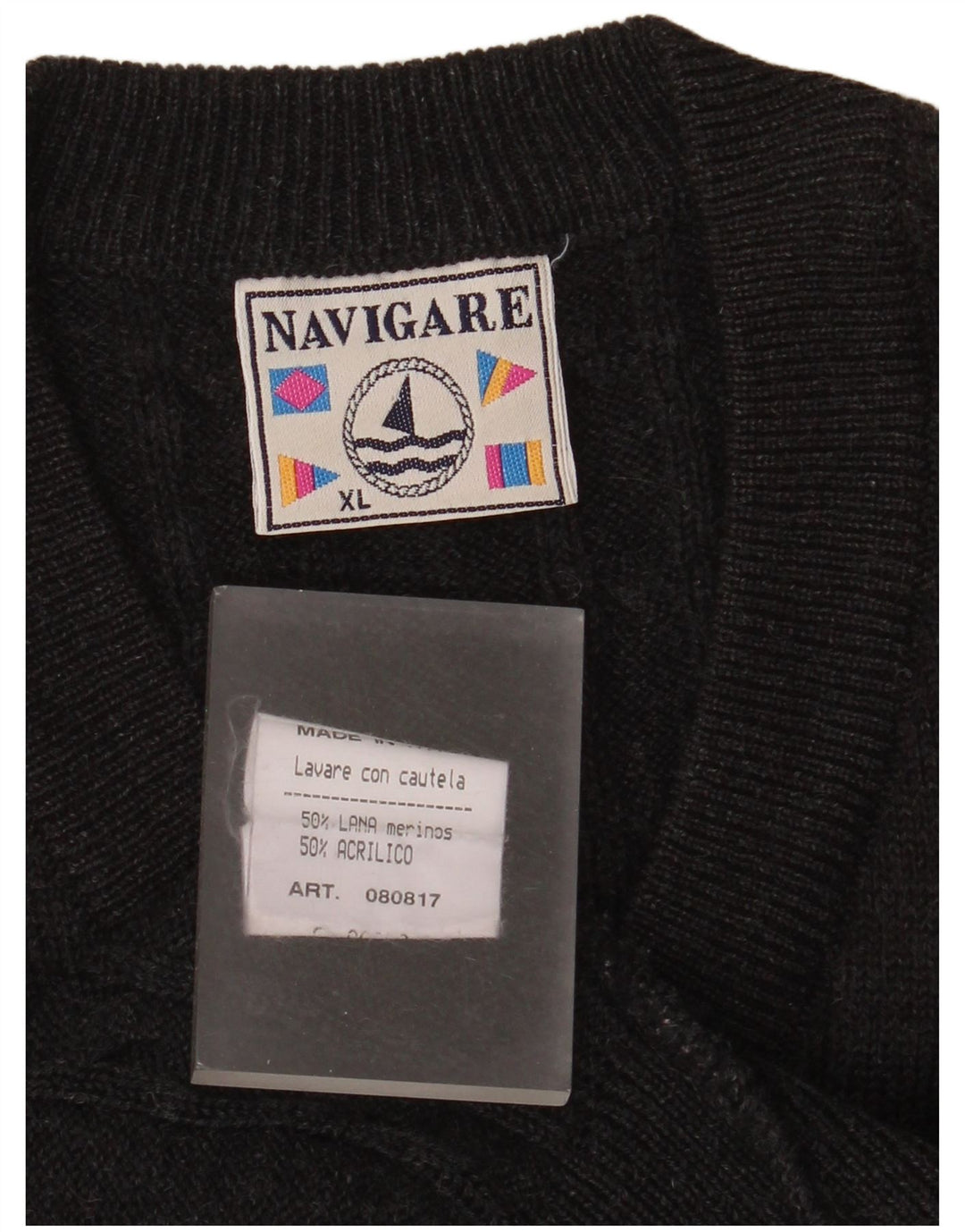 Maglione da uomo con scollo a V Navigare XL in lana grigia
