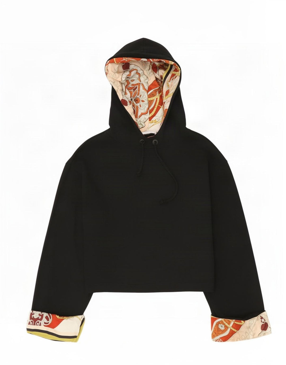 Maglione oversize con cappuccio e motivo astratto corto da donna Zara UK 10 piccolo nero