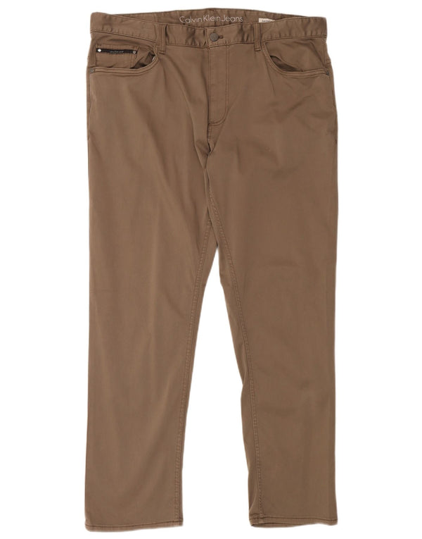 CALVIN KLEIN Pantaloni casual dritti da uomo W38 L30 Cotone beige