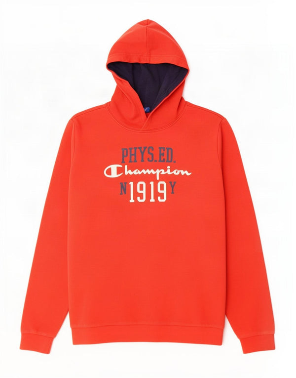 Felpa con cappuccio grafica Champion da bambino 13-14 anni XL in cotone rosso