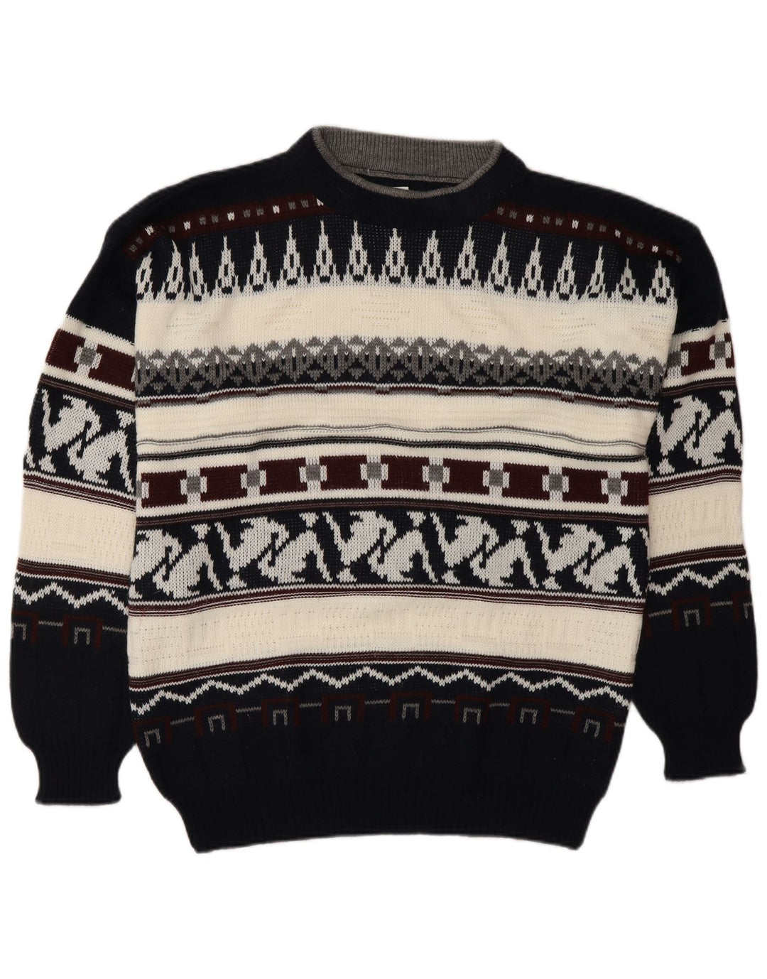 Maglione girocollo da uomo VINTAGE grande Fair Isle multicolore