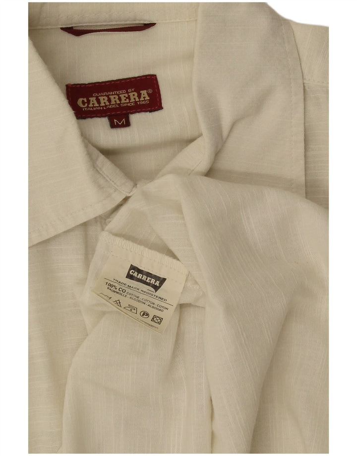 Camicia a maniche corte da uomo Carrera in cotone bianco sporco medio