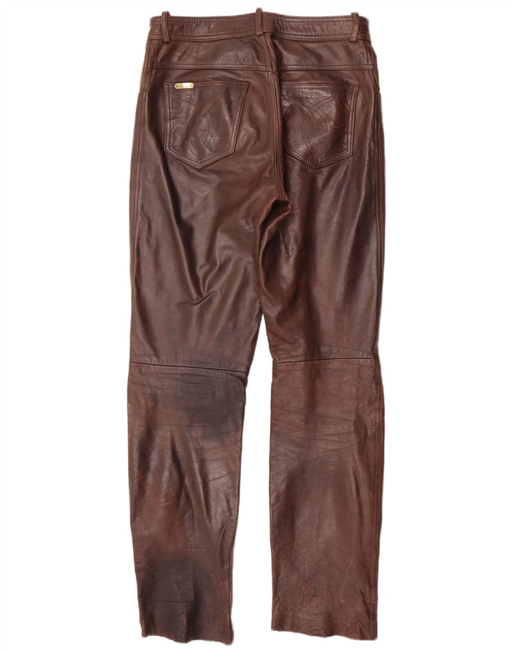 Pantaloni dritti in pelle da uomo LINUS W32 L33 in pelle marrone
