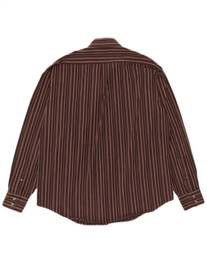 Camicia da uomo Yves Saint Laurent grande in cotone a righe marroni