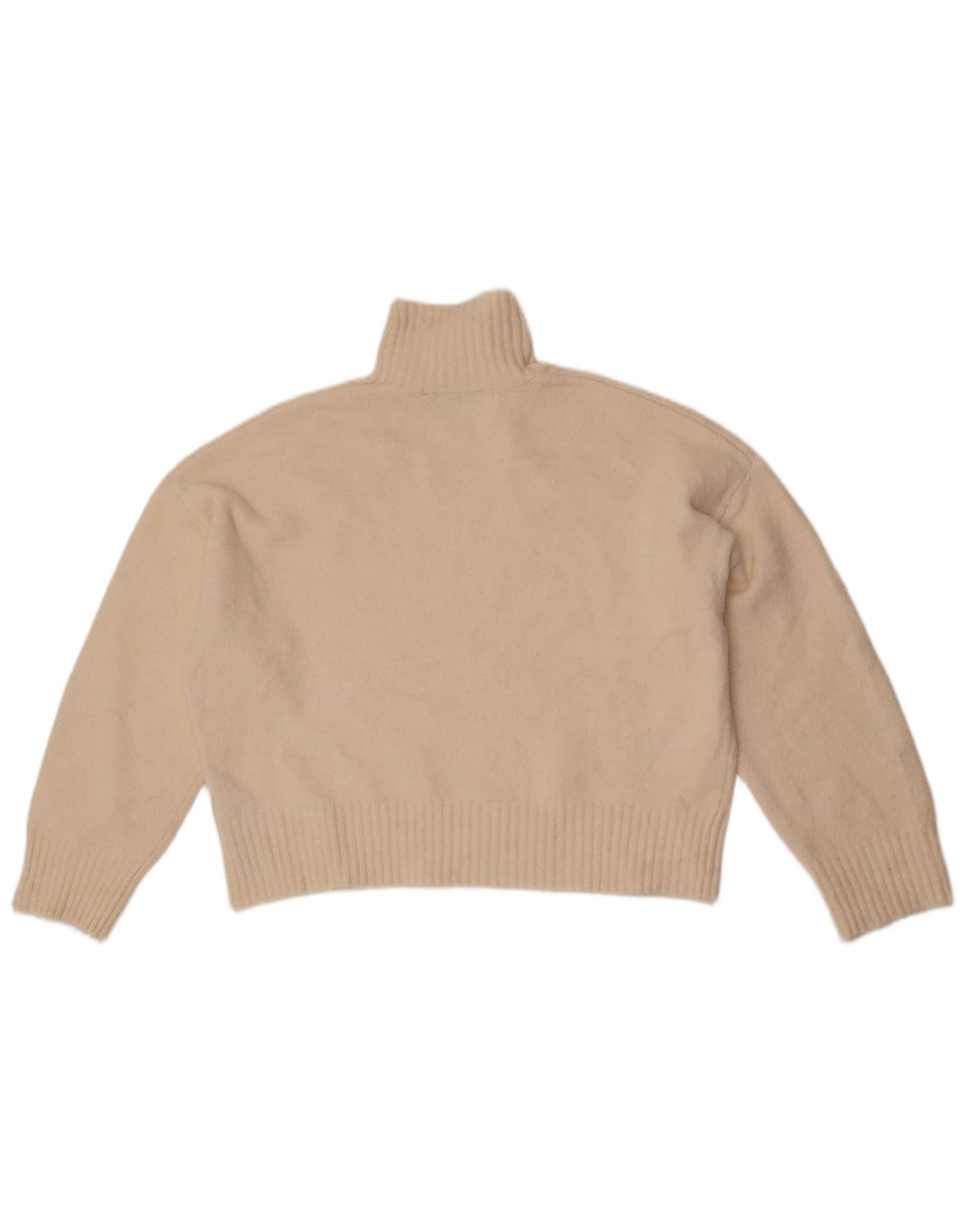 Maglione corto oversize con collo dolcevita da donna Zara UK 10 piccolo bianco sporco