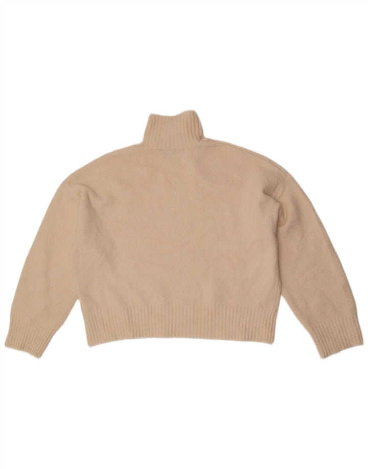 Maglione corto oversize con collo dolcevita da donna Zara UK 10 piccolo bianco sporco