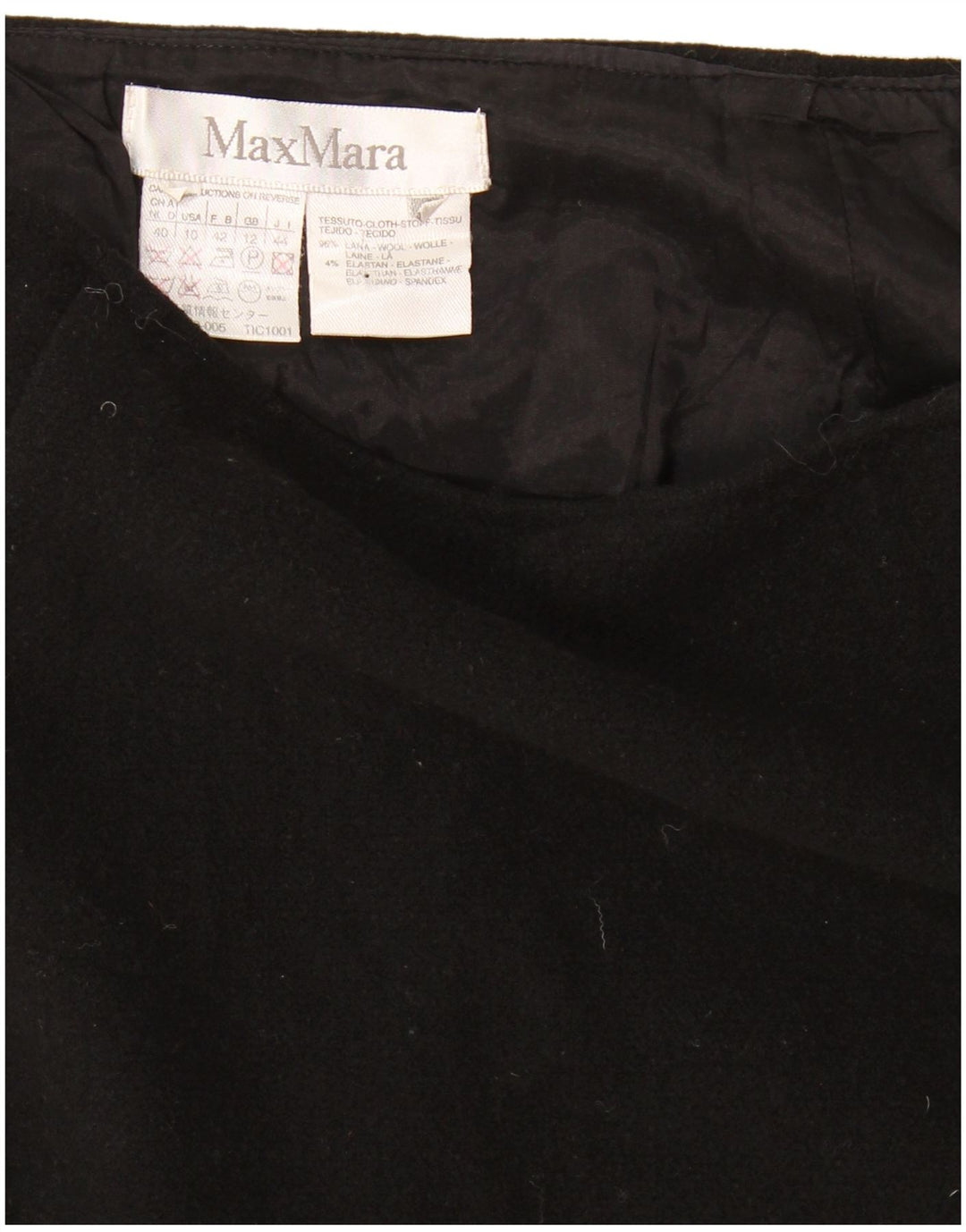 Gonna dritta da donna Max Mara UK 12 media W28 lana nera
