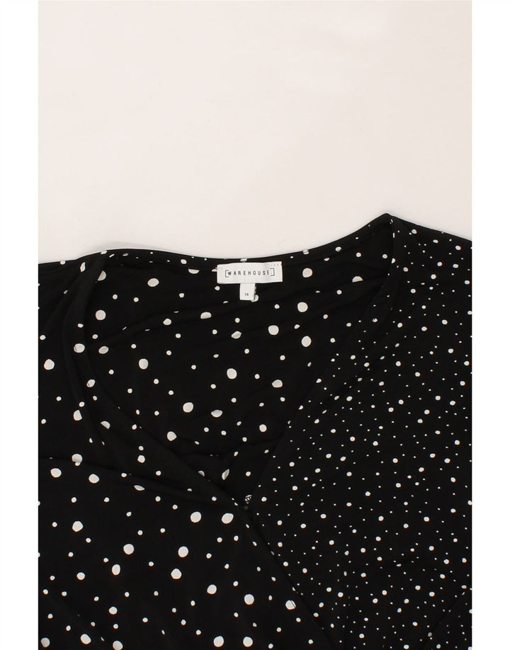 WAREHOUSE Womens Maxi Dress UK 14 Large Black Spotted Polyester Vintage Warehouse and Second-Hand Warehouse from Messina Hembry 
