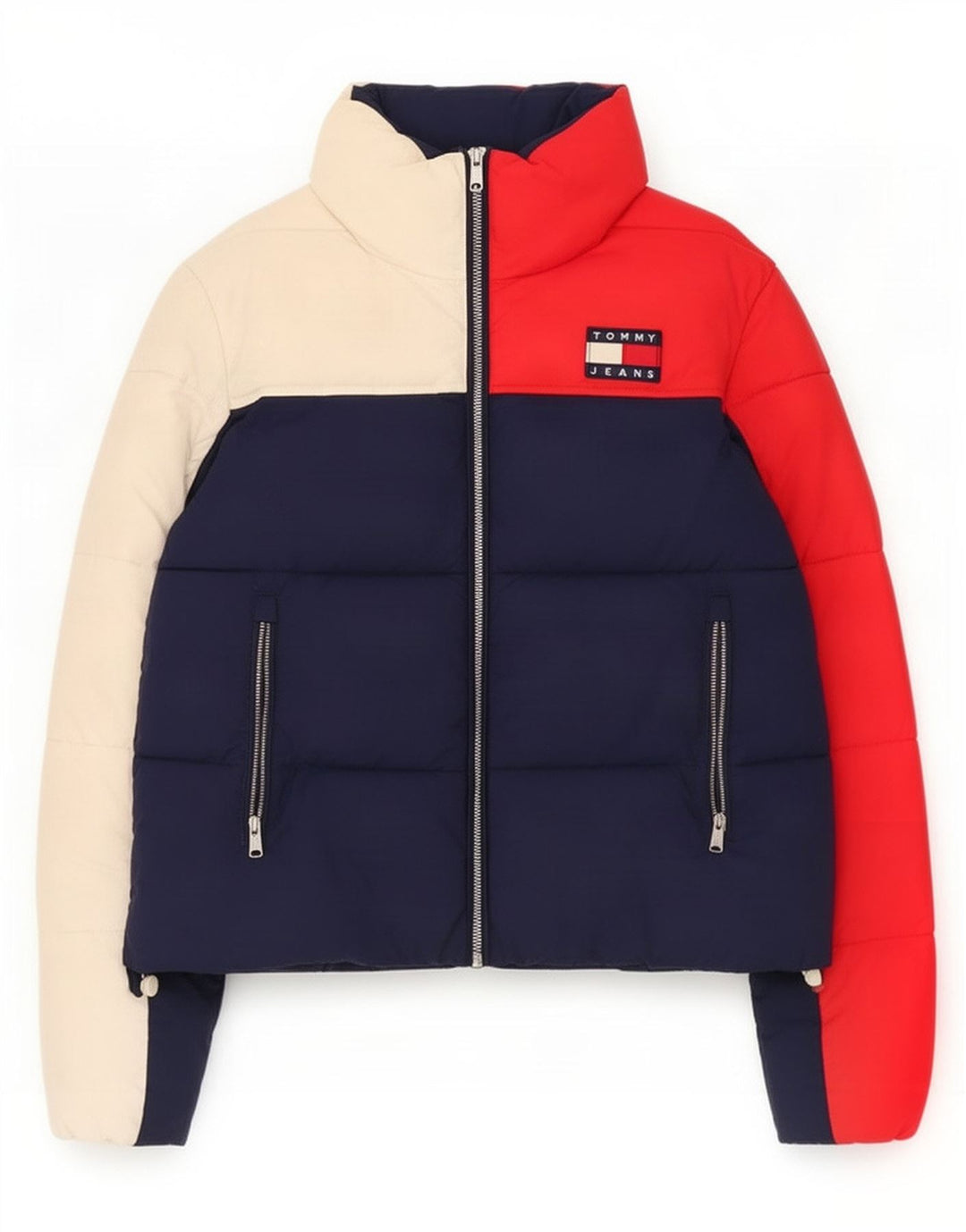 Giacca imbottita da donna Tommy Hilfiger UK 14 color block blu navy medio