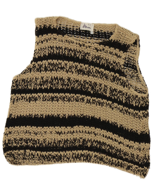 Canotta corta da donna Etam UK 14 Acrilico a righe beige grande