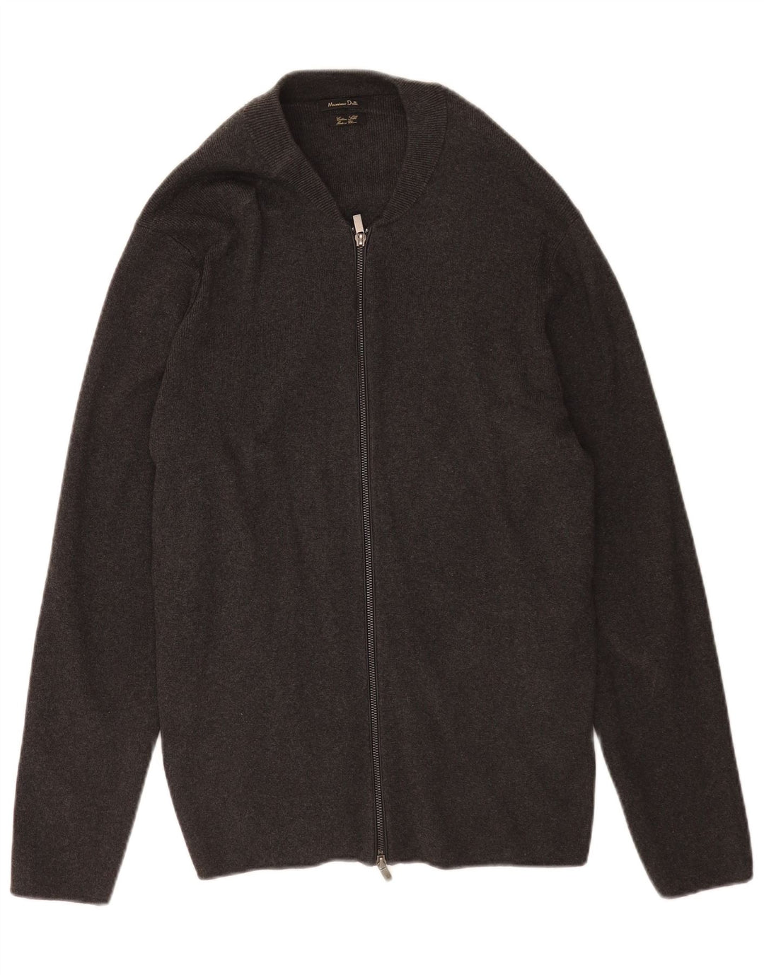 Maglione cardigan con zip intera da uomo Massimo Dutti XL in cotone grigio
