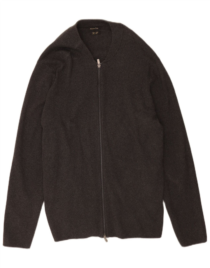 Maglione cardigan con zip intera da uomo Massimo Dutti XL in cotone grigio
