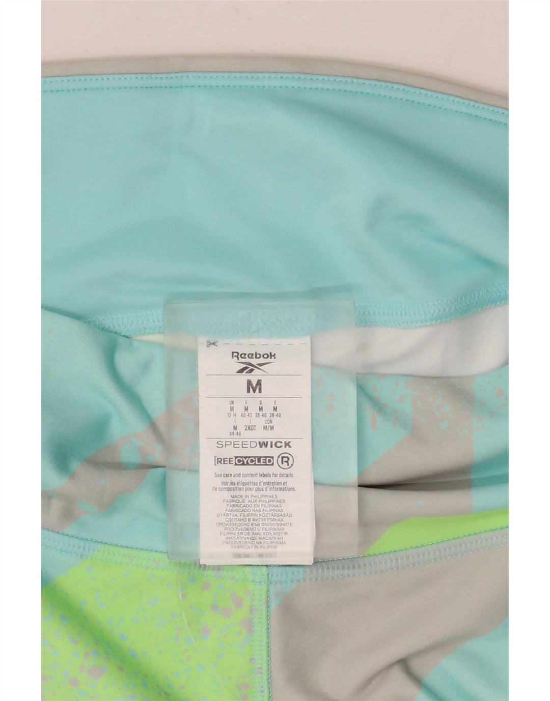 Leggings Capri Reebok da donna UK 12/14 Poliestere geometrico turchese medio