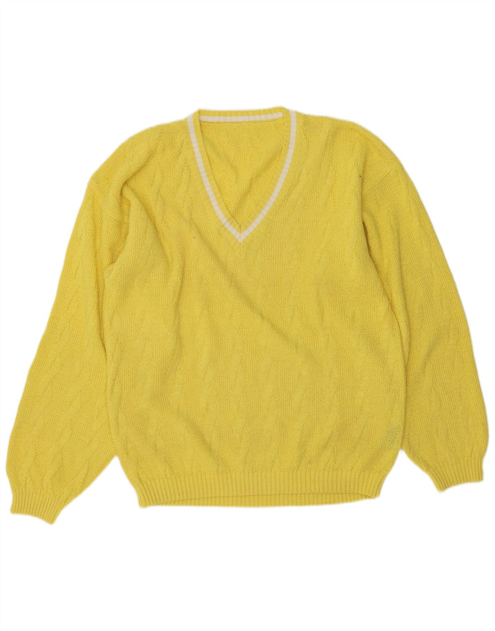 Maglione vintage da uomo con scollo a V IT 50/52 Poliacrilico giallo medio