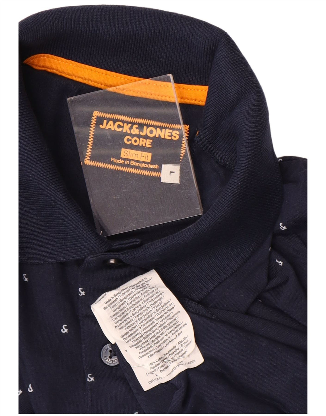 JACK & JONES Polo da uomo slim fit grande in cotone maculato blu navy