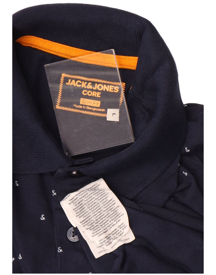 JACK & JONES Polo da uomo slim fit grande in cotone maculato blu navy