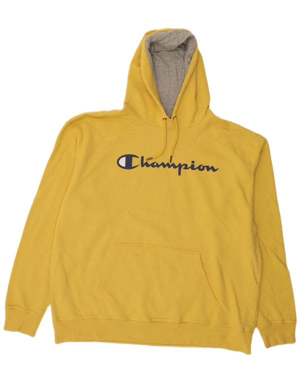Felpa con cappuccio grafica da uomo Champion 2XL cotone giallo