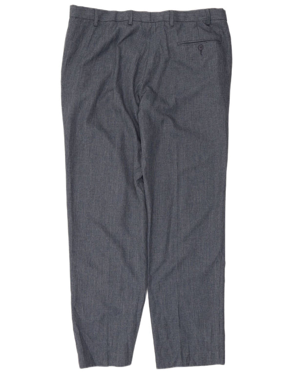 Pantaloni da abito affusolati su misura da uomo Marks & Spencer W40 L33 a quadri blu