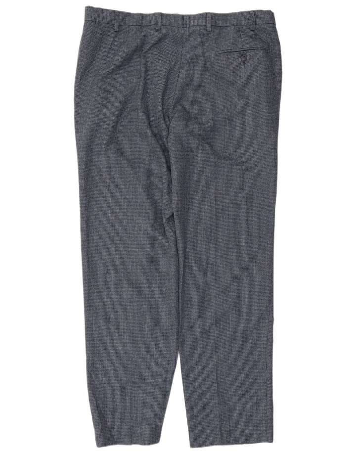 Pantaloni da abito affusolati su misura da uomo Marks & Spencer W40 L33 a quadri blu