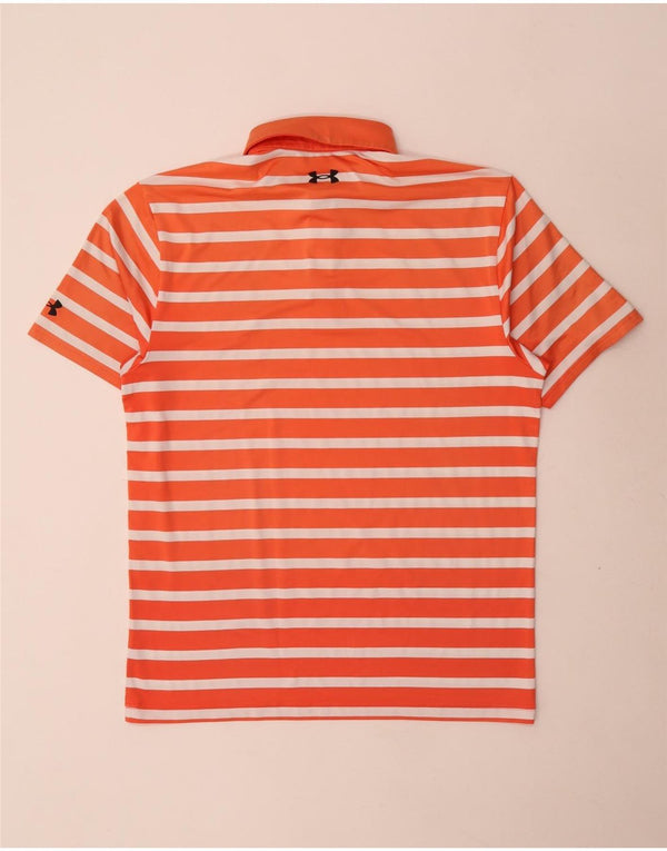 Polo Under Armour da uomo Heat Gear a righe arancioni medie