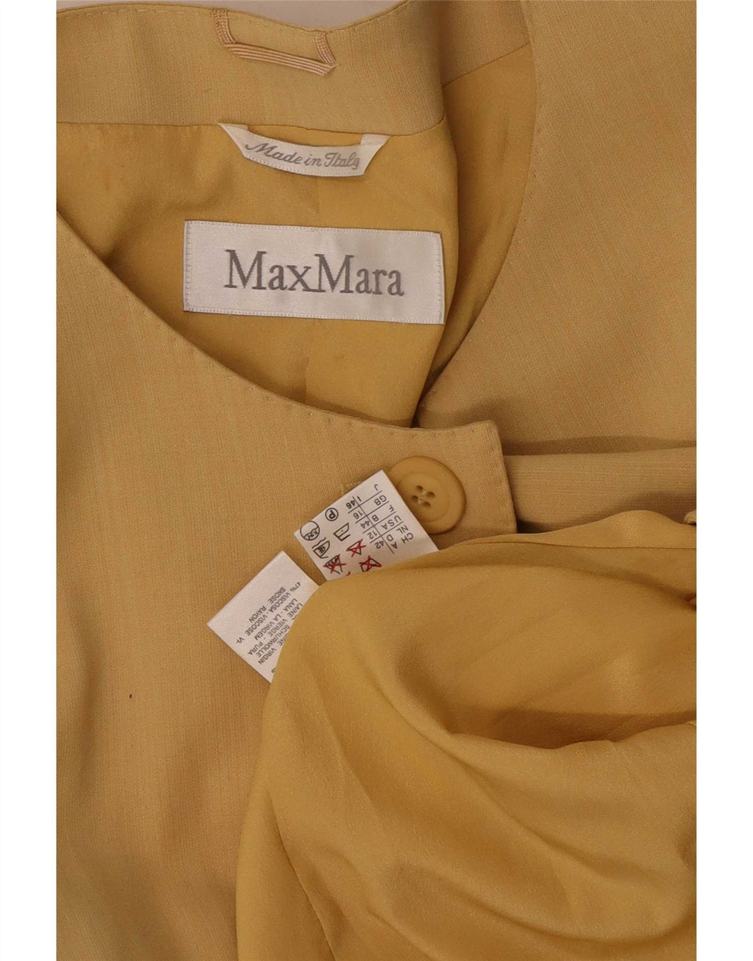 Giacca blazer a 1 bottone lungo da donna Max Mara UK 16 grande gialla