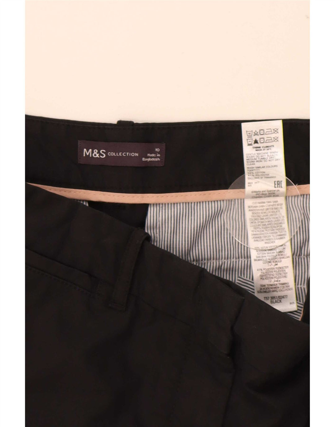 Pantaloncini chino da donna Marks & Spencer UK 10 piccoli W28 cotone nero