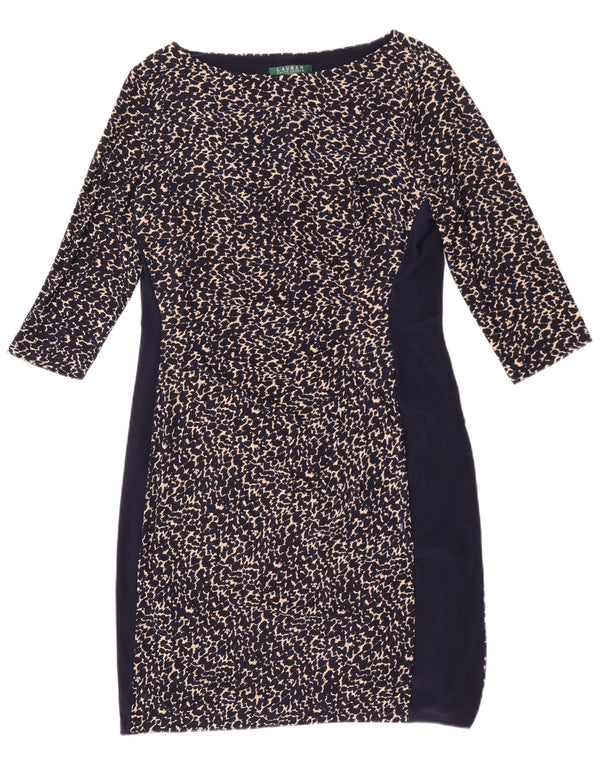 Abito tubino Petite da donna Ralph Lauren US 14 XL Blu navy con stampa animalier