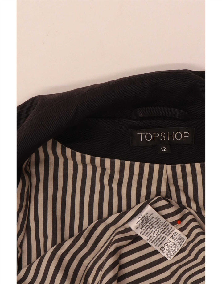 Giacca blazer doppiopetto da donna Topshop UK 12 cotone nero medio