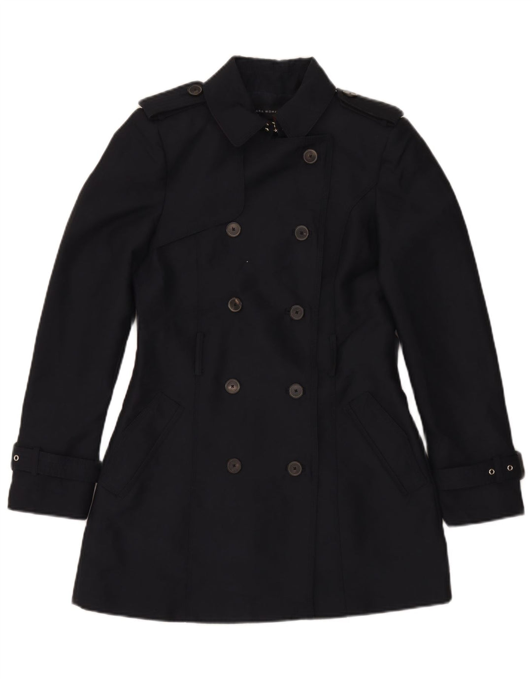 Trench doppiopetto da donna Zara UK 10 piccolo poliestere blu navy