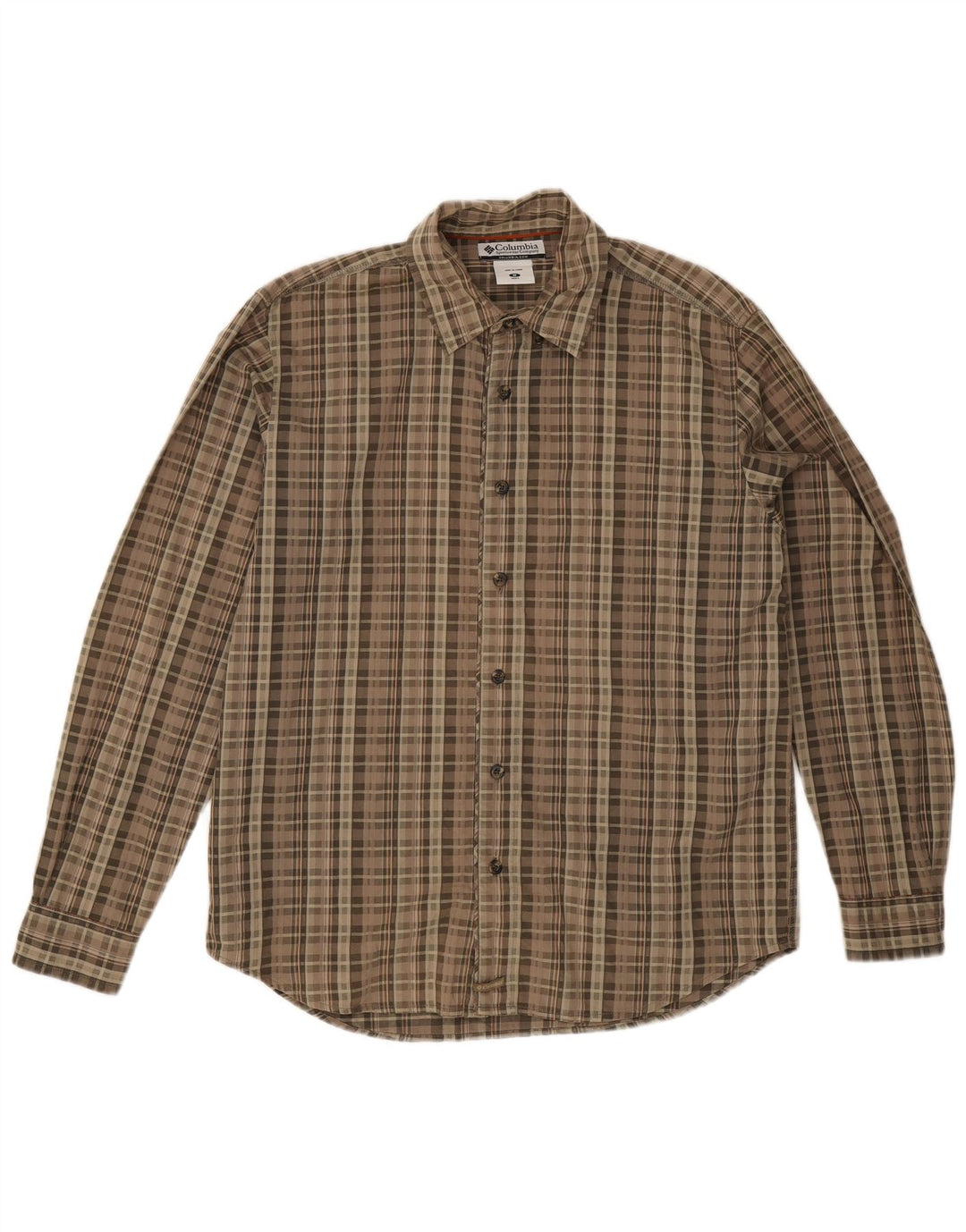 Camicia da uomo Columbia in cotone a quadri marrone medio