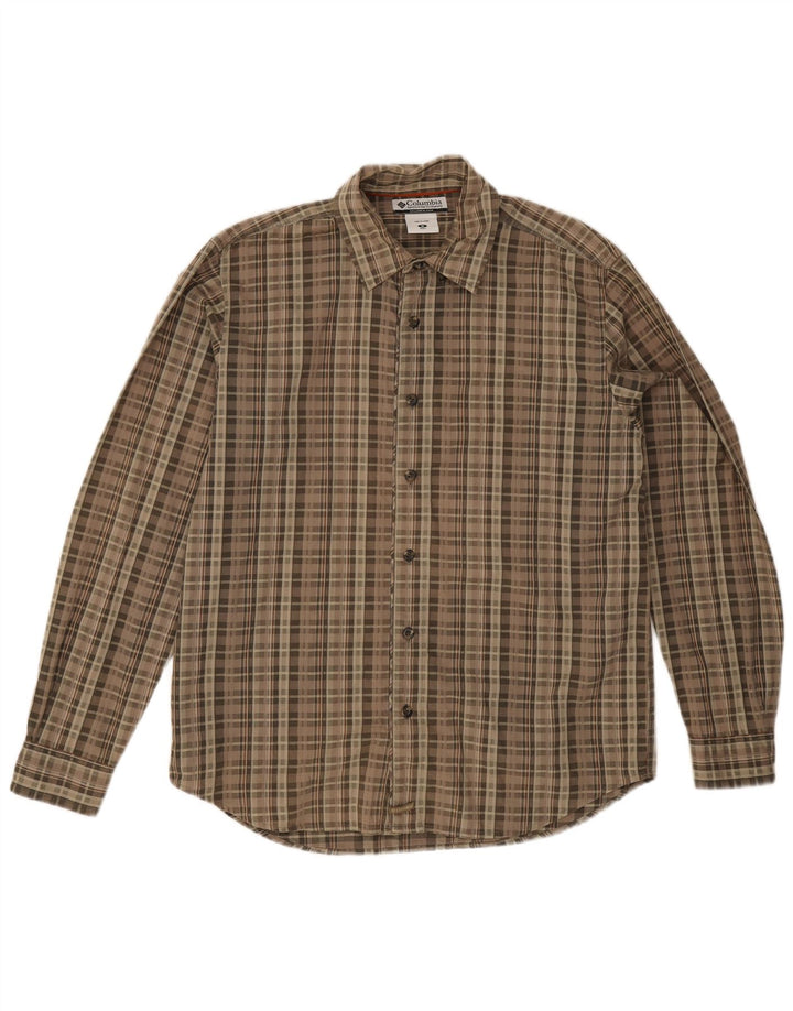 Camicia da uomo Columbia in cotone a quadri marrone medio