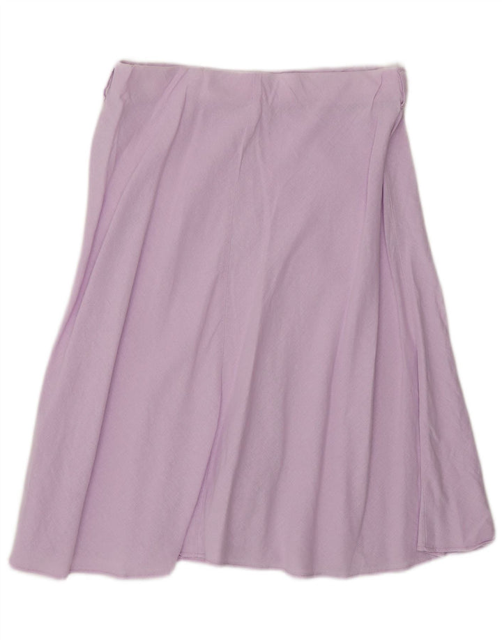 Gonna a trapezio da donna Marks & Spencer UK 12 media W30 lino viola