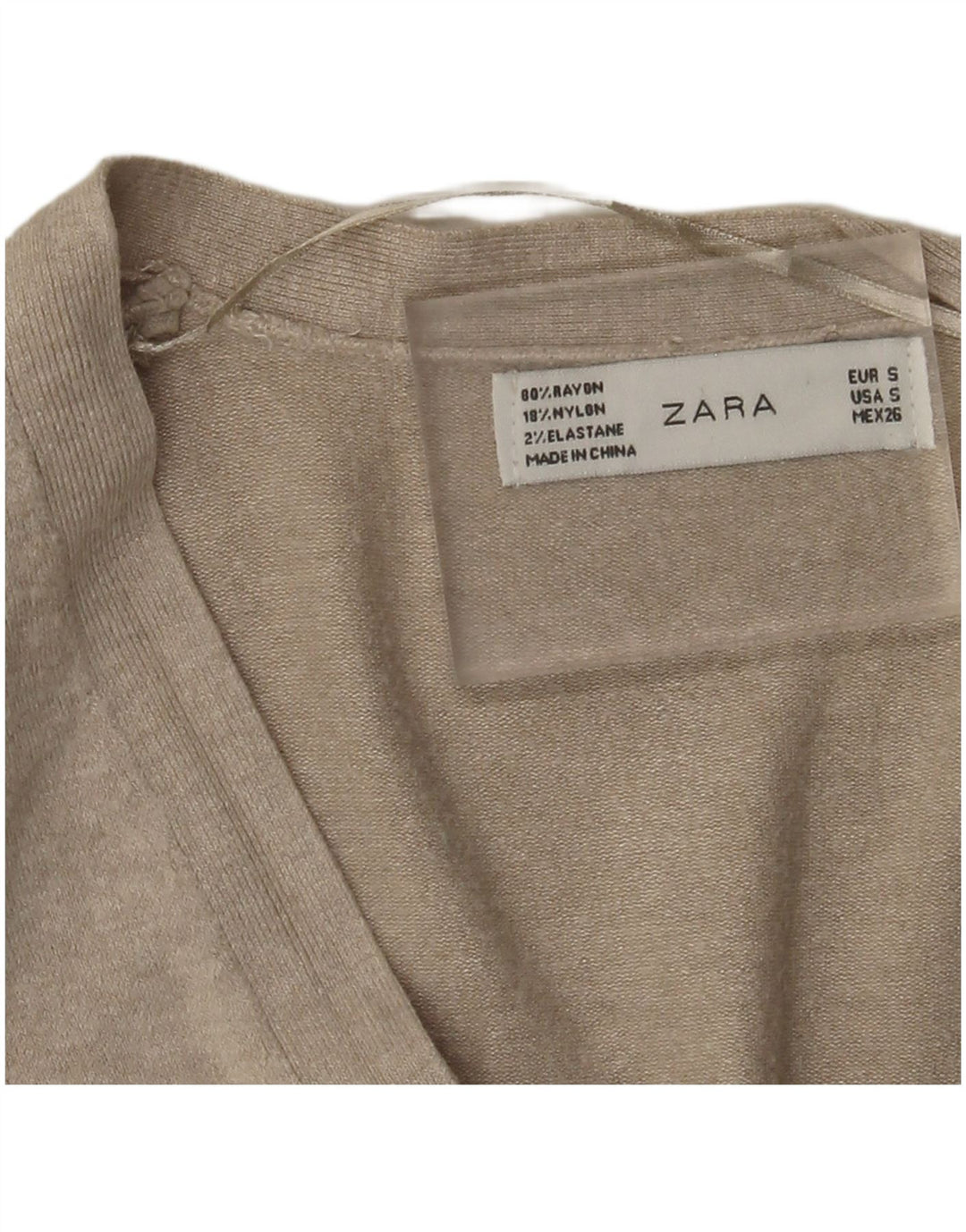 Maglione cardigan da donna Zara UK 8 piccolo rayon beige