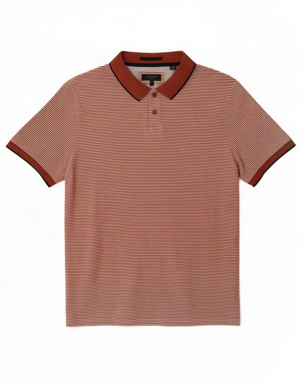 Polo da uomo Ted Baker taglia 4 grande in cotone gessato marrone