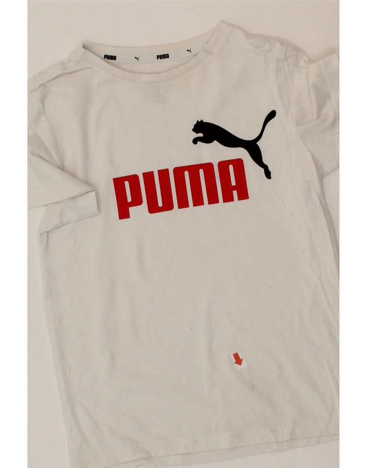 PUMA Boys Graphic T-Shirt Top 7-8 Years Small  White Cotton Vintage Puma and Second-Hand Puma from Messina Hembry 