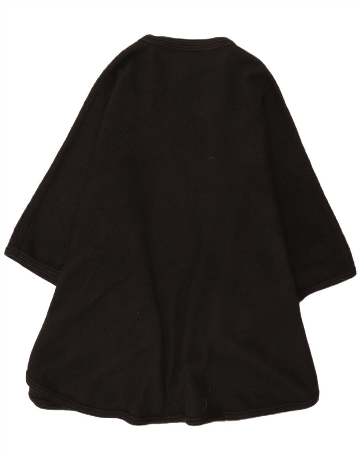 Maglione cardigan poncho da donna vintage taglia unica in lana di alpaca nera