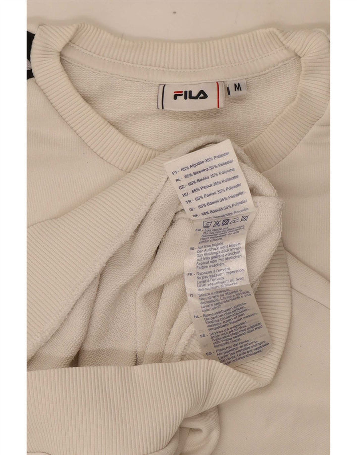 Fila Felpa grafica da uomo in cotone color block bianco medio