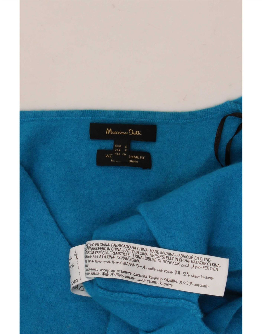 Massimo Dutti Maglione corto da donna oversize con scollo a V UK 10 piccolo blu