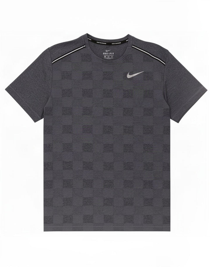 T-shirt Nike Dri Fit da uomo, top in poliestere geometrico medio blu navy