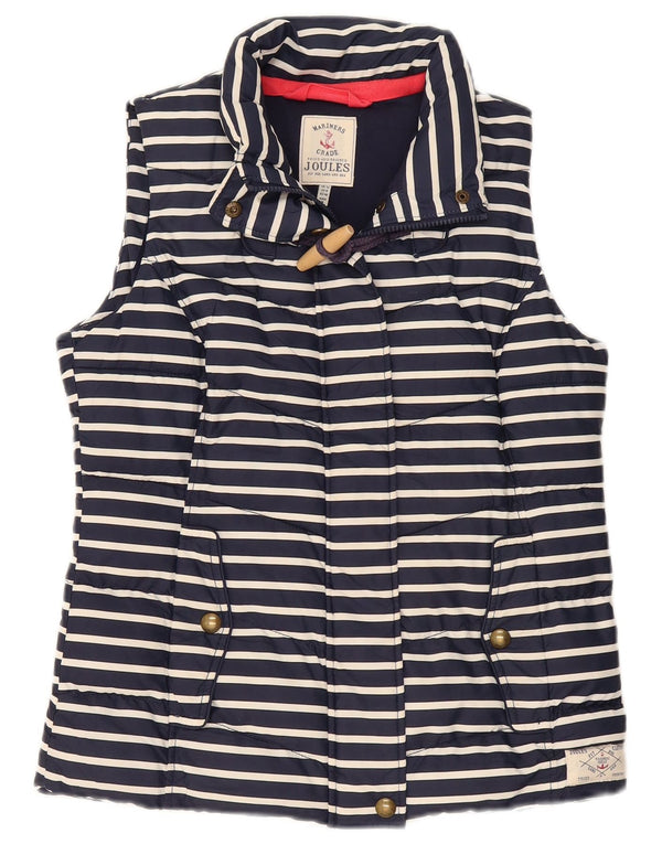 Gilet imbottito da donna Joules UK 12 medio blu navy a righe nautiche