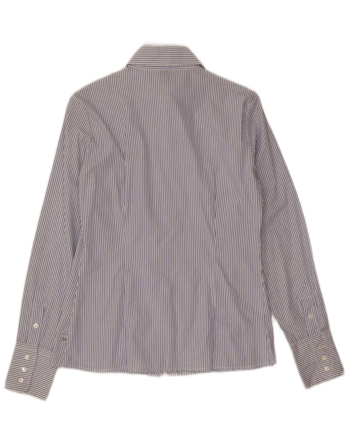 Camicia da donna Cerruti 1881 con volant sul davanti UK 10 Piccolo cotone a righe blu